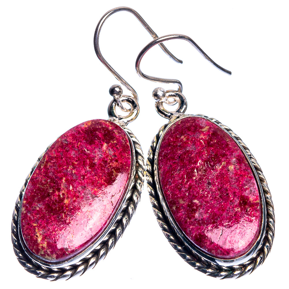 Thulite 925 Sterling Silver Earrings 1 5/8"