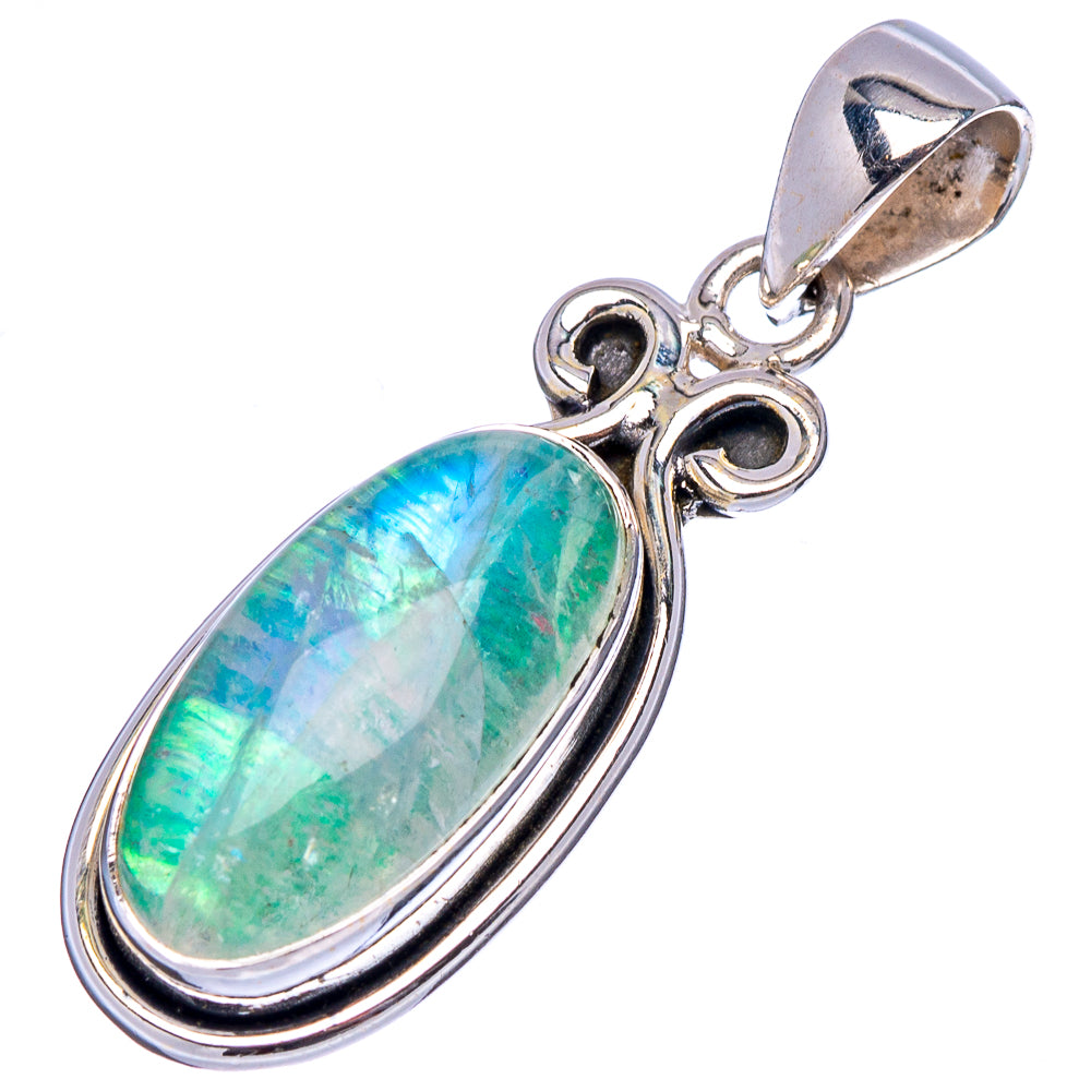 Green Moonstone Pendant 1 3/8" (.925 Sterling Silver)