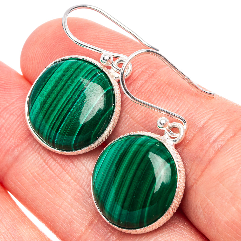Malachite Earrings 1 1/4" (925 Sterling Silver) E1924