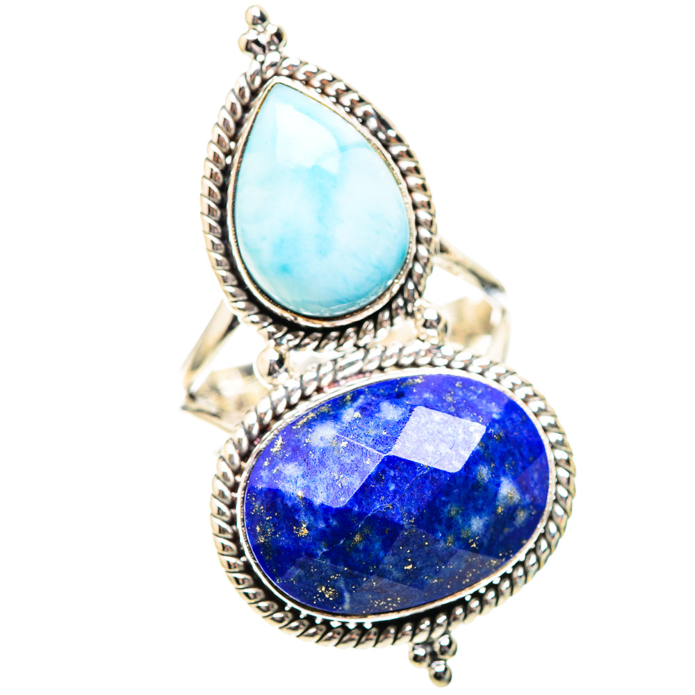 Large Lapis Lazuli, Larimar 925 Sterling Silver Ring Size 8.75 (925 Sterling Silver) RING139621
