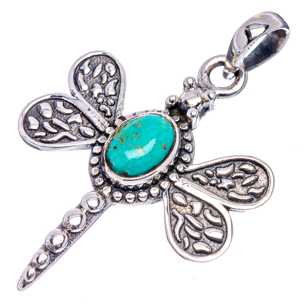 Mohave Turquoise Dragonfly Pendant 1 3/8" (.925 Sterling Silver)