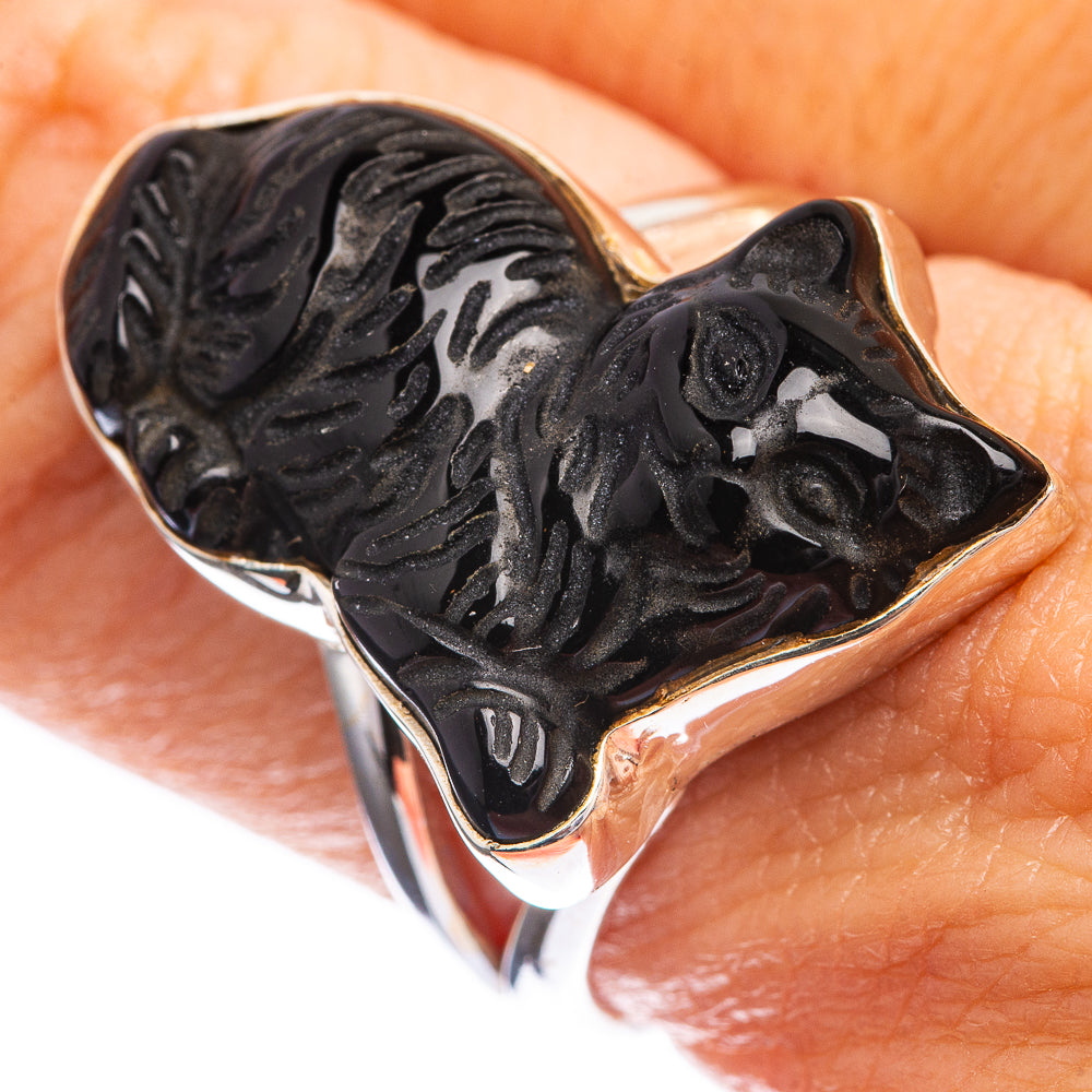 Black Onyx Cat Ring Size 8 (925 Sterling Silver) R143079