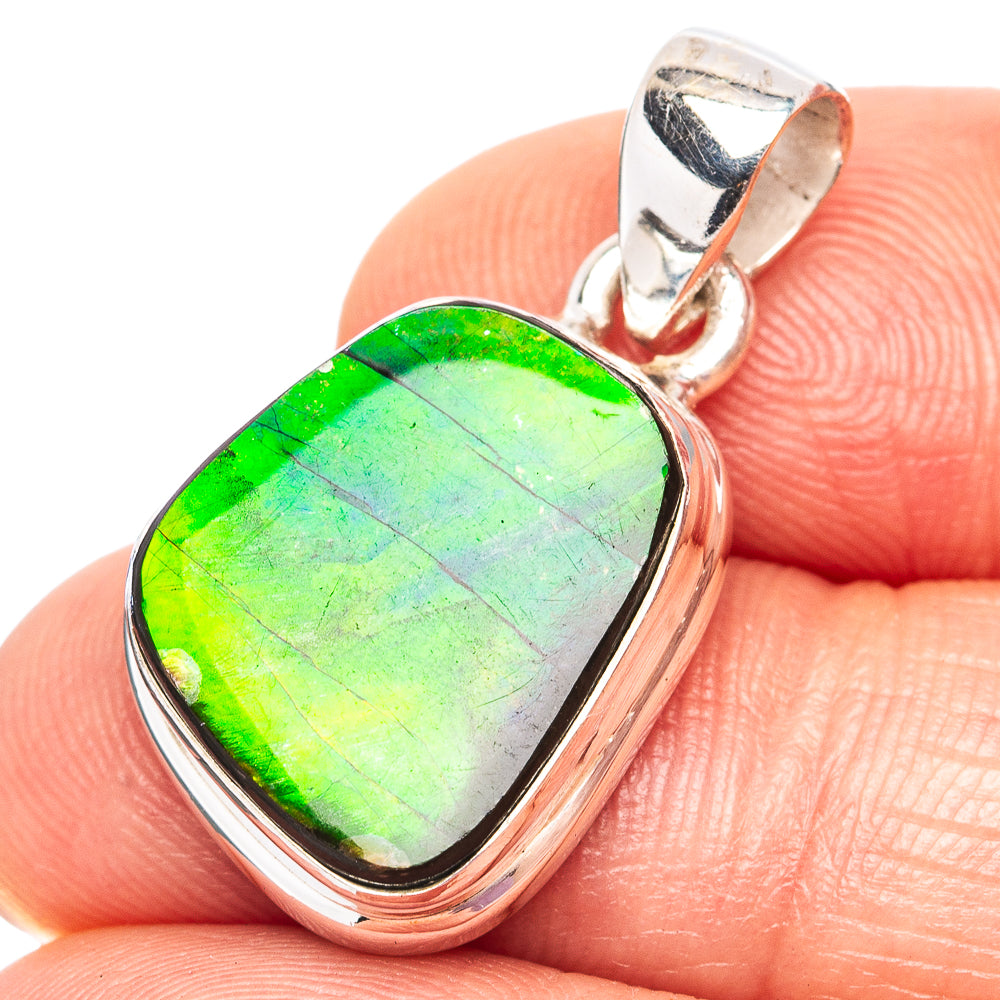Premium Canadian Ammolite Pendant 1 1/8" (.925 Sterling Silver)