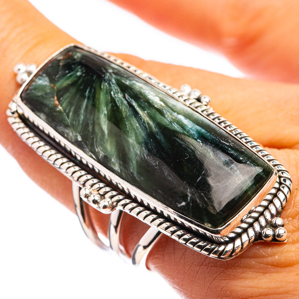 Huge Seraphinite Ring Size 9 (925 Sterling Silver) R142871