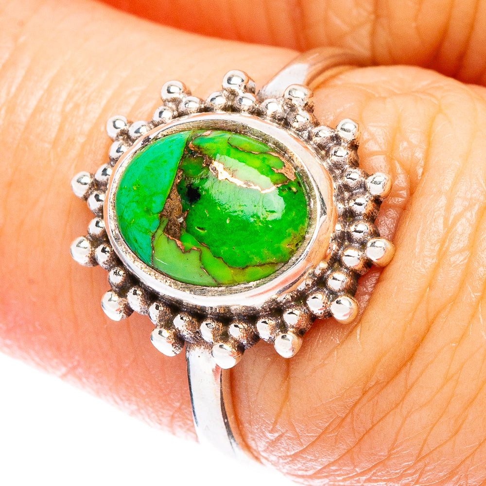 Green Copper Composite Turquoise Dainty Ring Size 6.75 (925 Sterling Silver) R146904