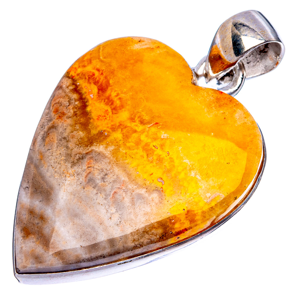 Bumble Bee Jasper Heart Pendants 1 3/8" (925 Sterling Silver) P43241