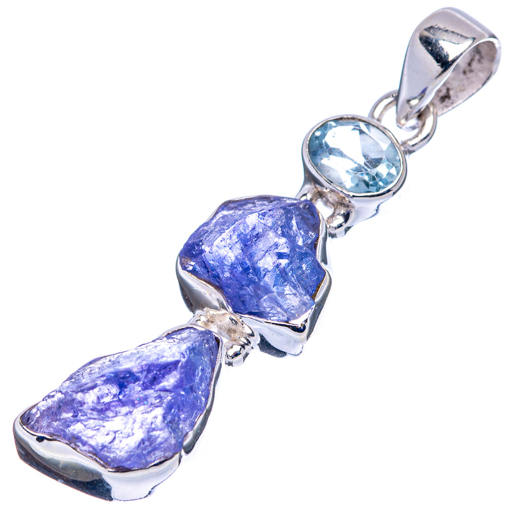 Tanzanite, Blue Topaz Pendant 1 3/4" (.925 Sterling Silver)