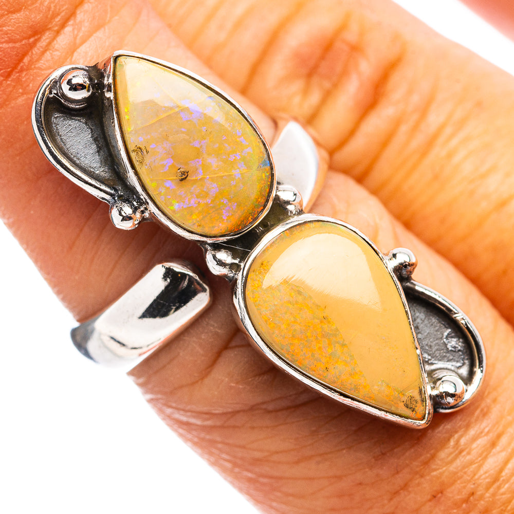 Rare Sterling Opal Ring Size 6 Adjustable (.925 Sterling Silver)