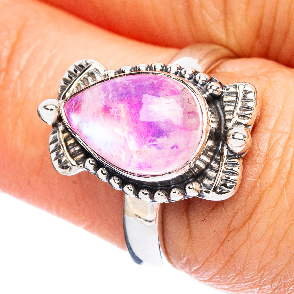Pink Moonstone Ring Size 7 (925 Sterling Silver) R3727