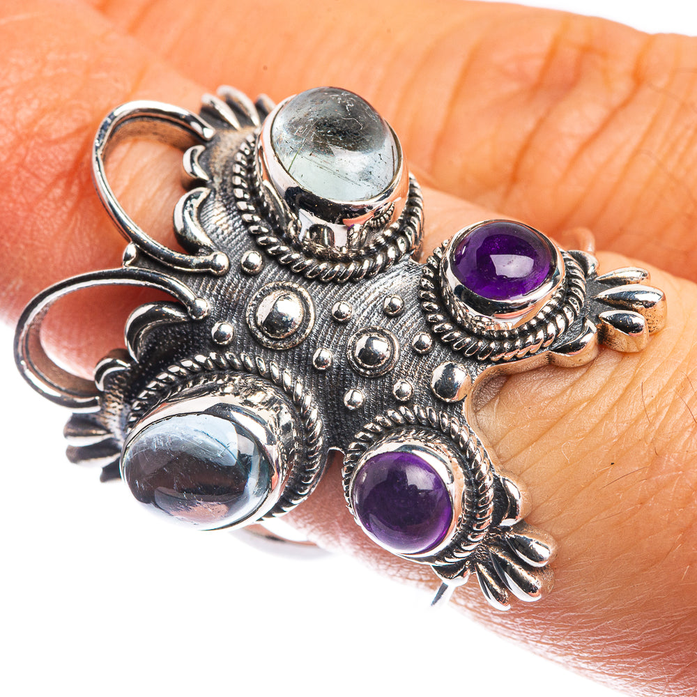 Large Aquamarine, Amethyst Ring Size 6.75 (925 Sterling Silver) R144189