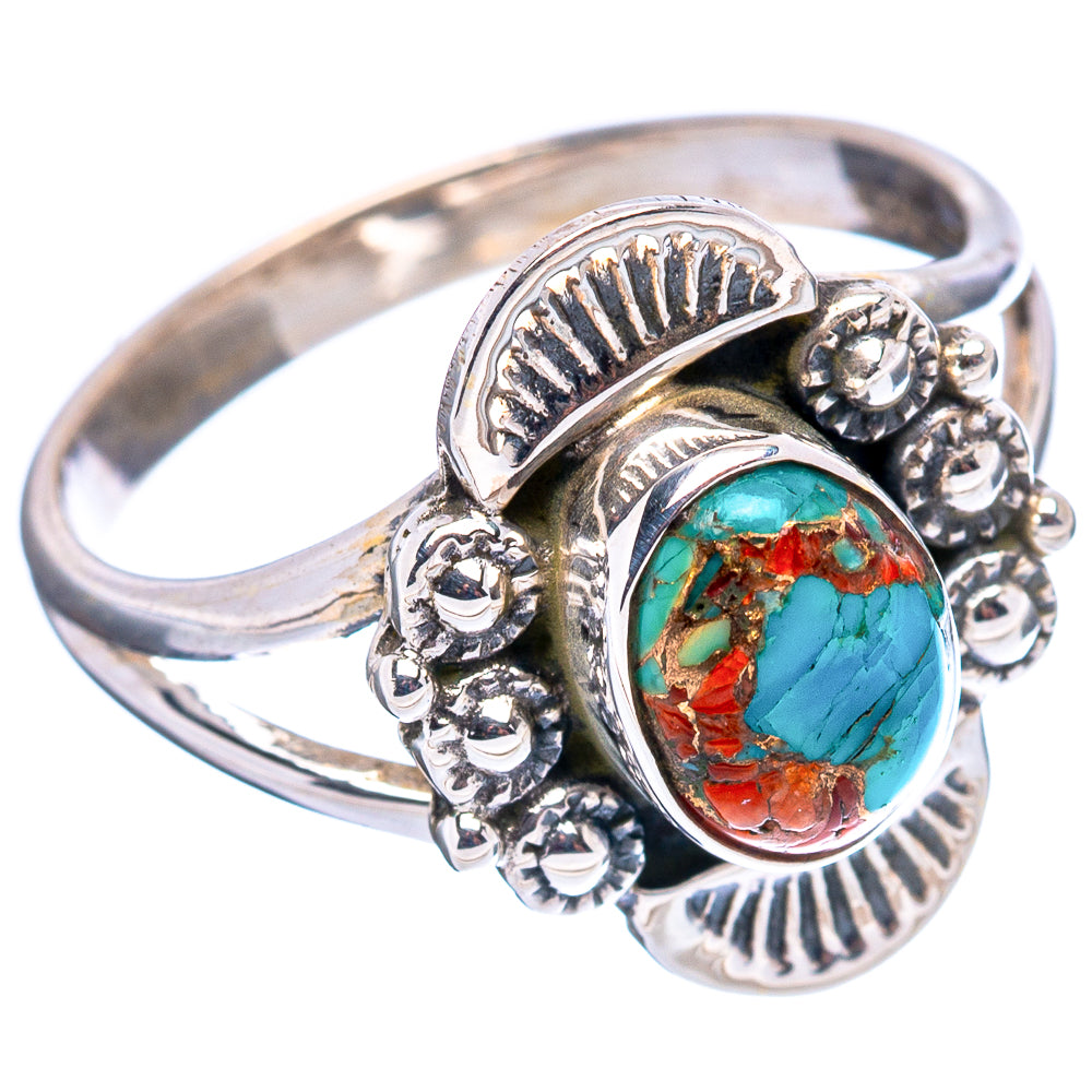 Coral Matrix Native Style Ring Size 7 (.925 Sterling Silver)