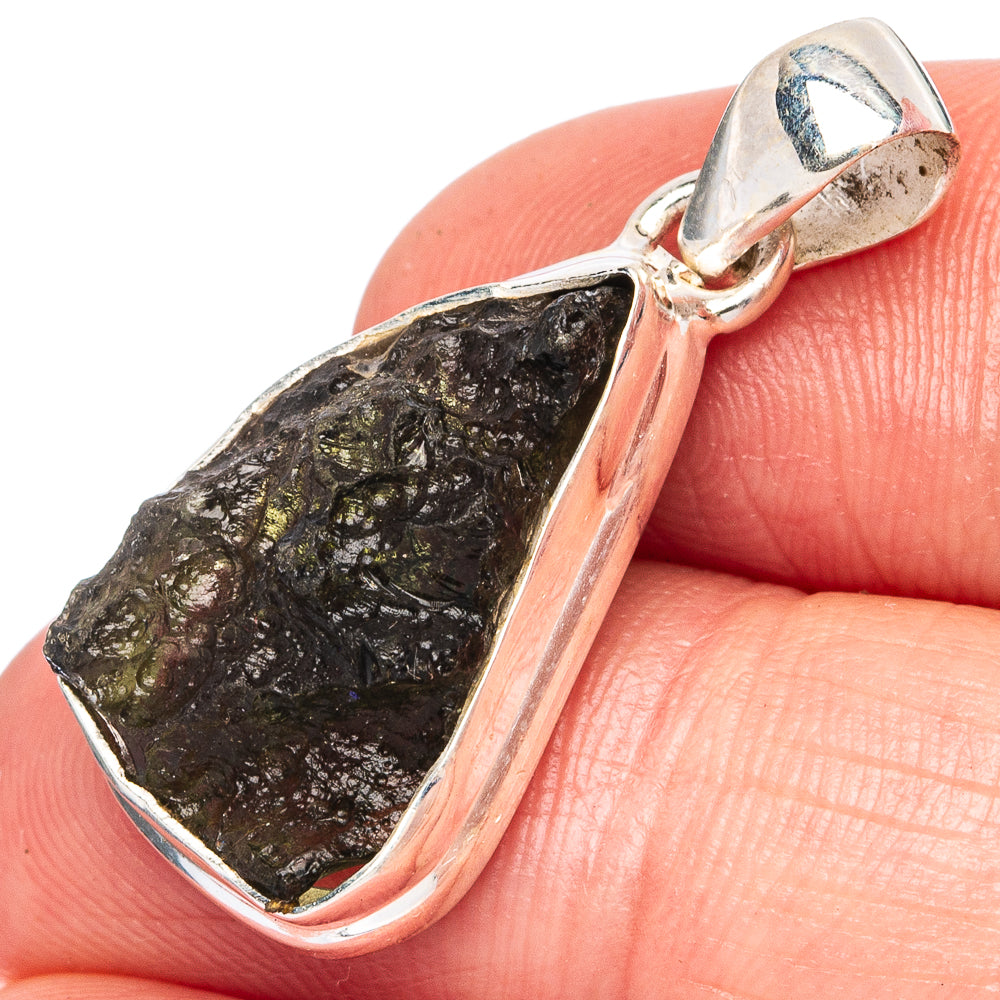 Rare Moldavite Pendant 1 1/4" (925 Sterling Silver) P43491