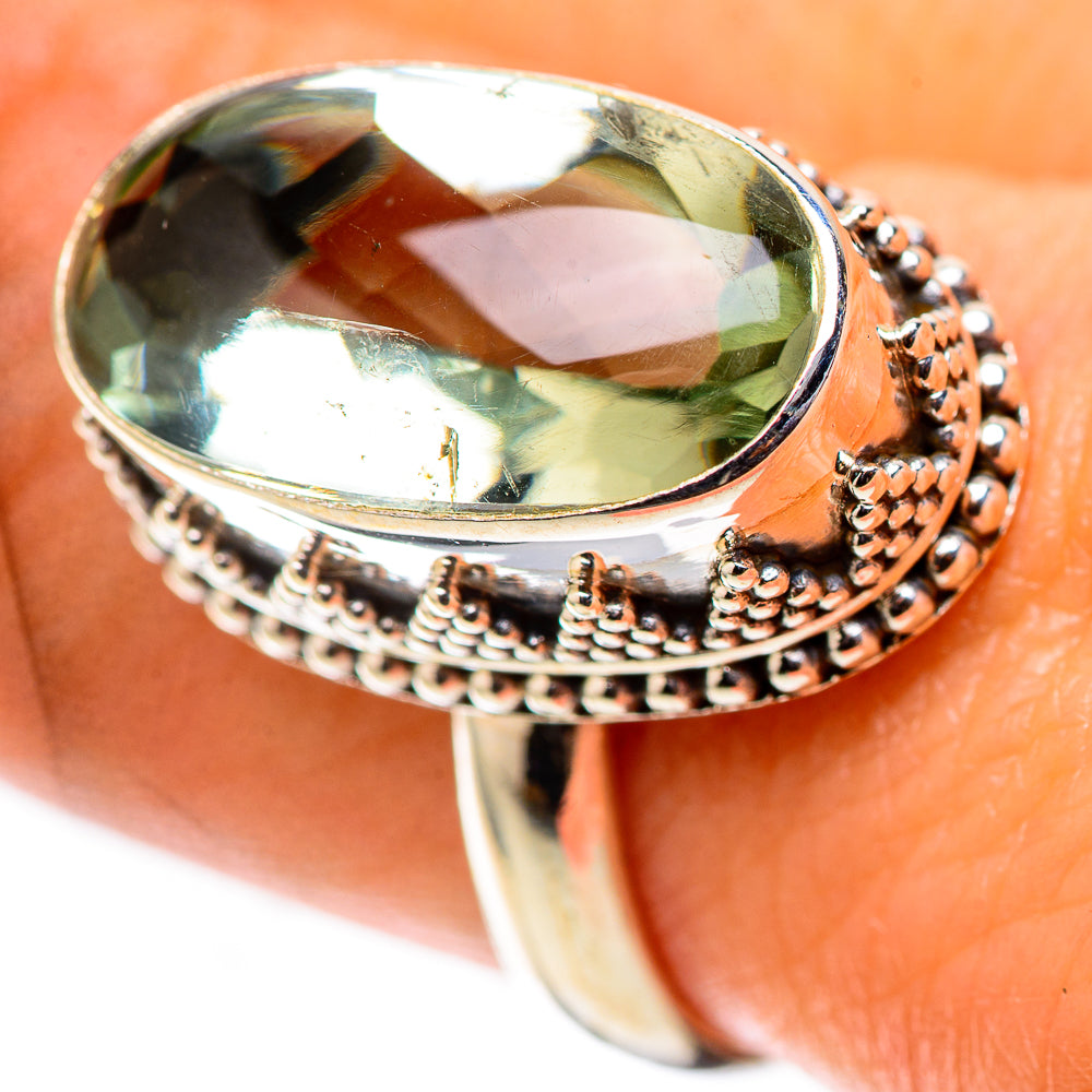 Faceted Green Amethyst Ring Size 9 (925 Sterling Silver) RING138429