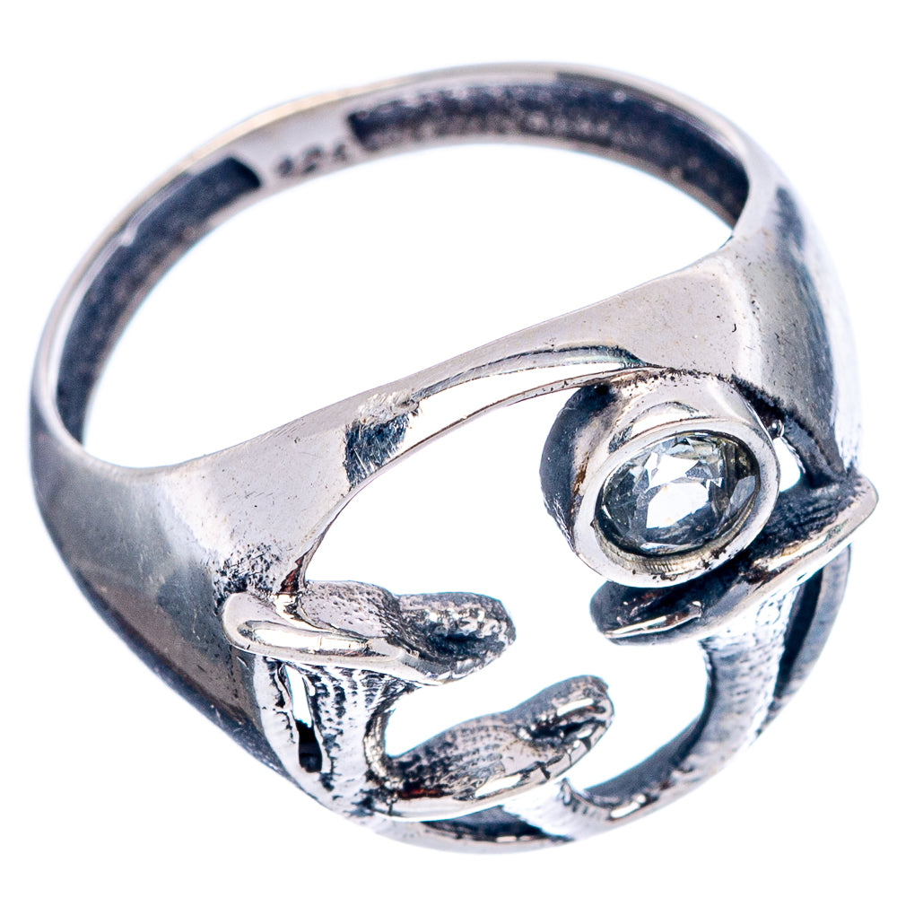 Blue Topaz Mushroom Dainty Ring Size 6.75 (.925 Sterling Silver)
