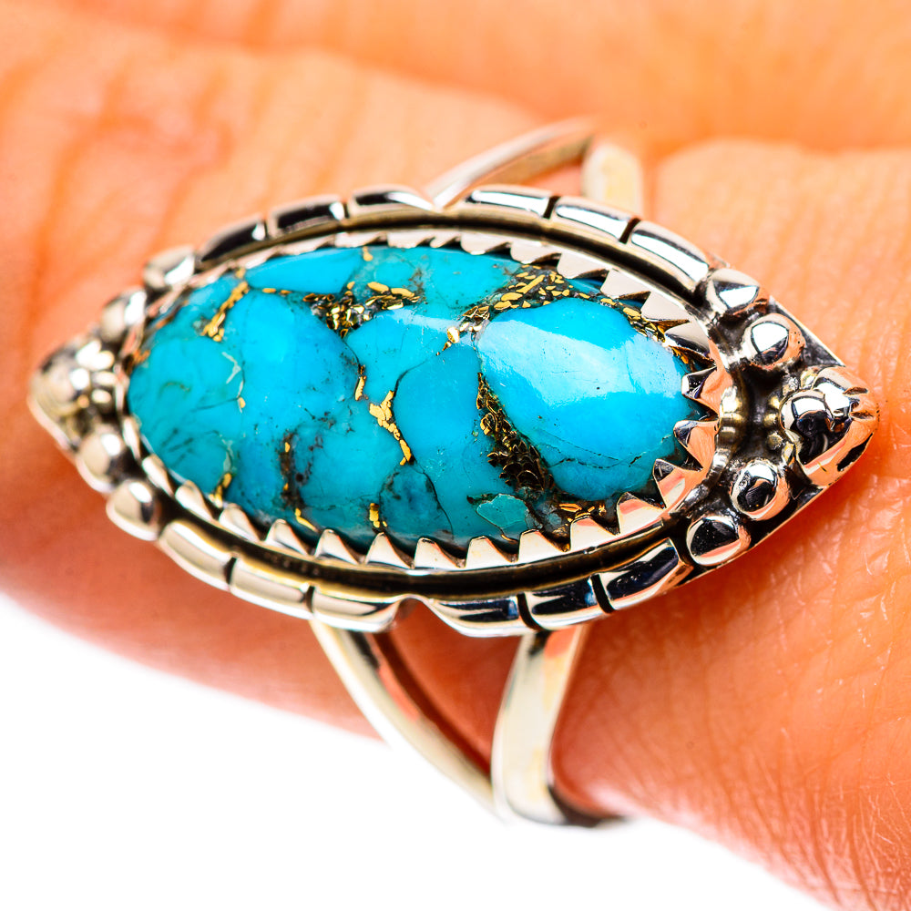 Blue Copper Composite Turquoise Ring Size 9.25 (925 Sterling Silver) RING138346
