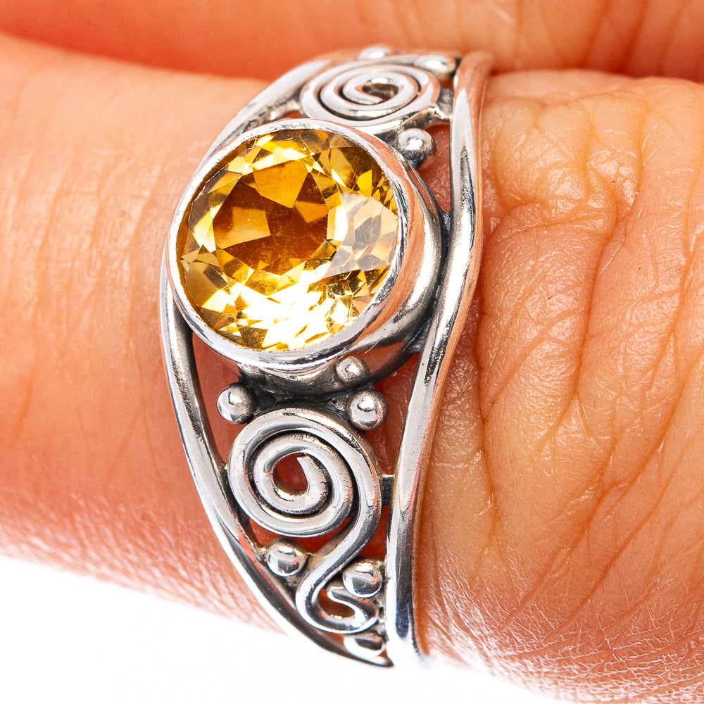 Faceted Citrine Dainty Ring Size 6.25 (925 Sterling Silver) R145049