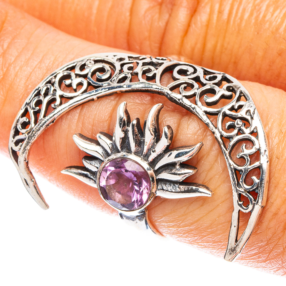 Amethyst Moon Sun Dainty Ring Size 6 Adjustable (925 Sterling Silver) R5250