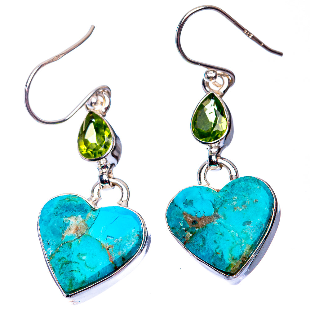 Chrysocolla, Peridot Earrings 1 5/8" (925 Sterling Silver) E432264
