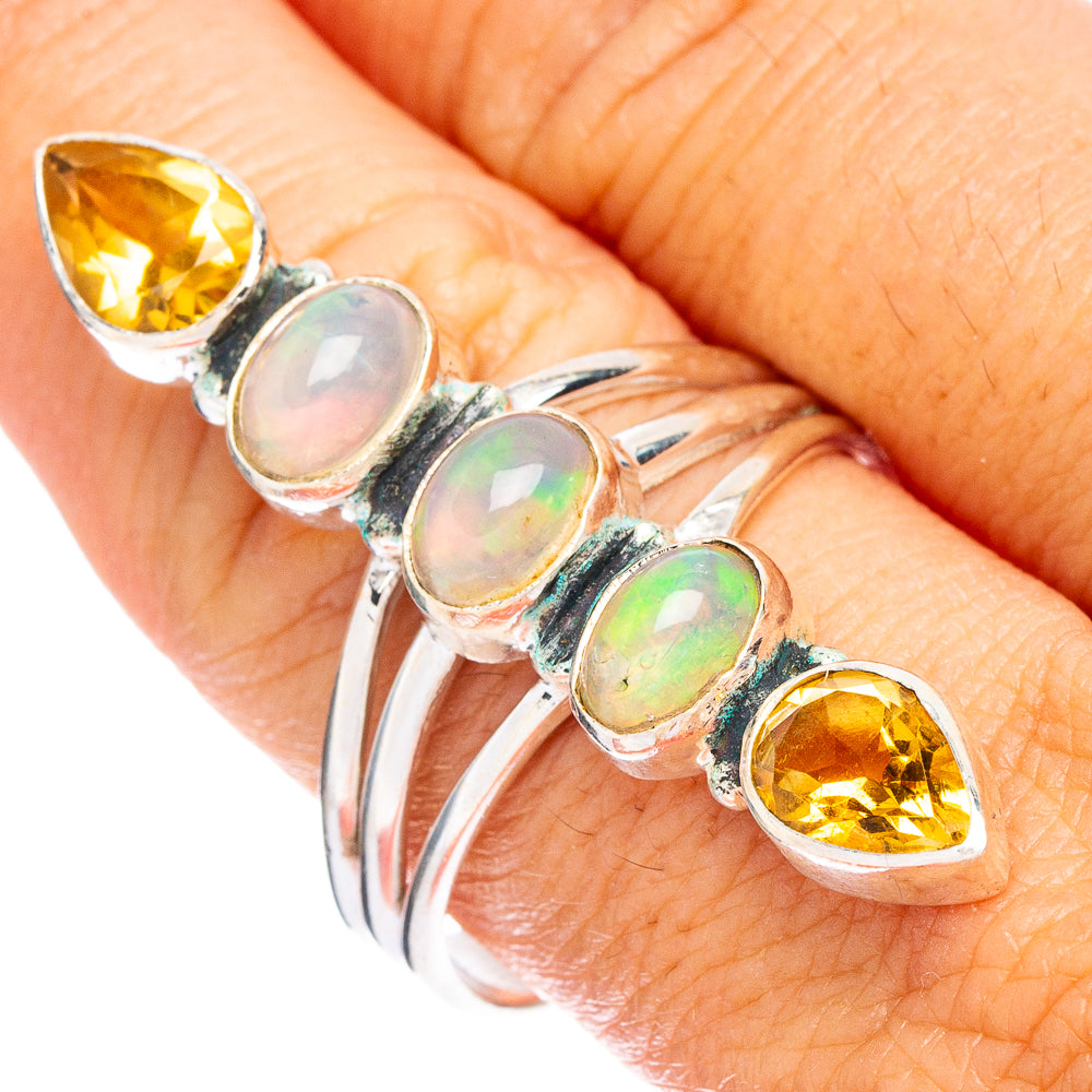 Rare Large Ethiopian Opal, Citrine 925 Sterling Silver Ring Size 10.5 (925 Sterling Silver) R6378