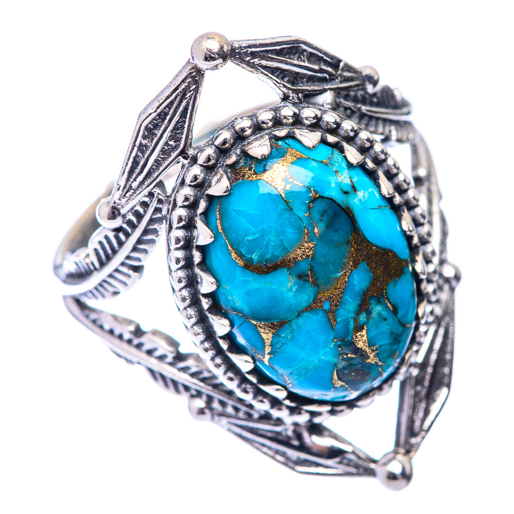 Blue Copper Composite Turquoise Ring Size 8.25 (925 Sterling Silver) R140879