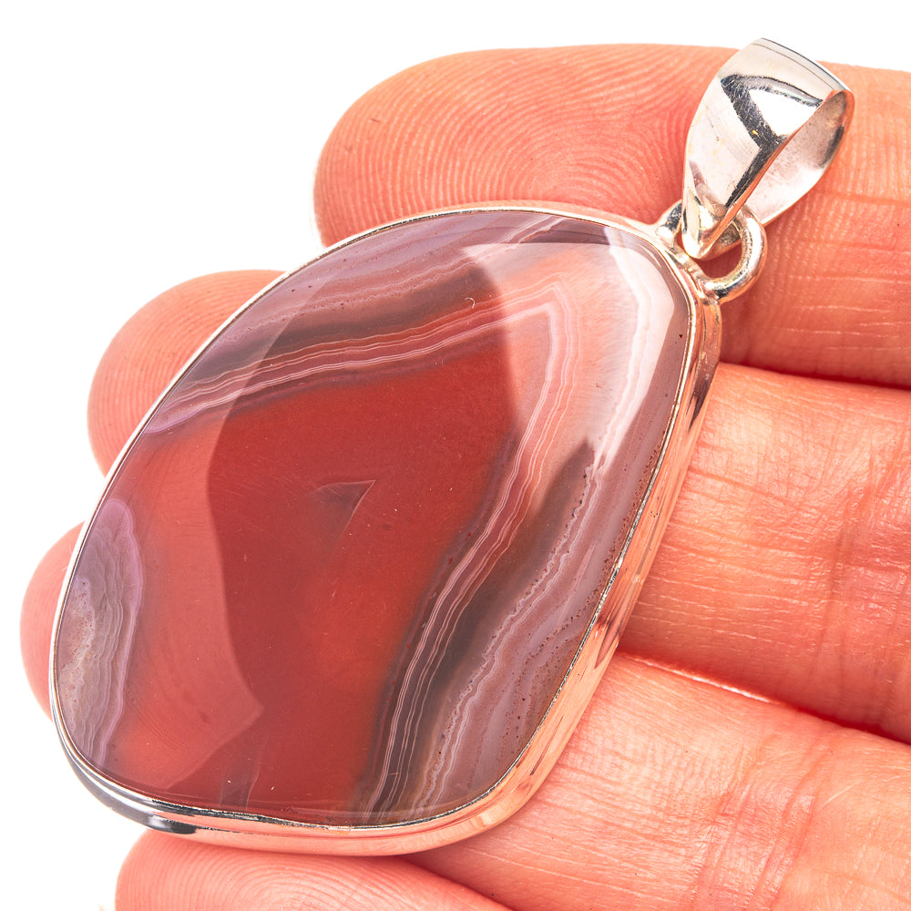 Red Botswana Agate Pendant 2 1/8" (925 Sterling Silver) P38870