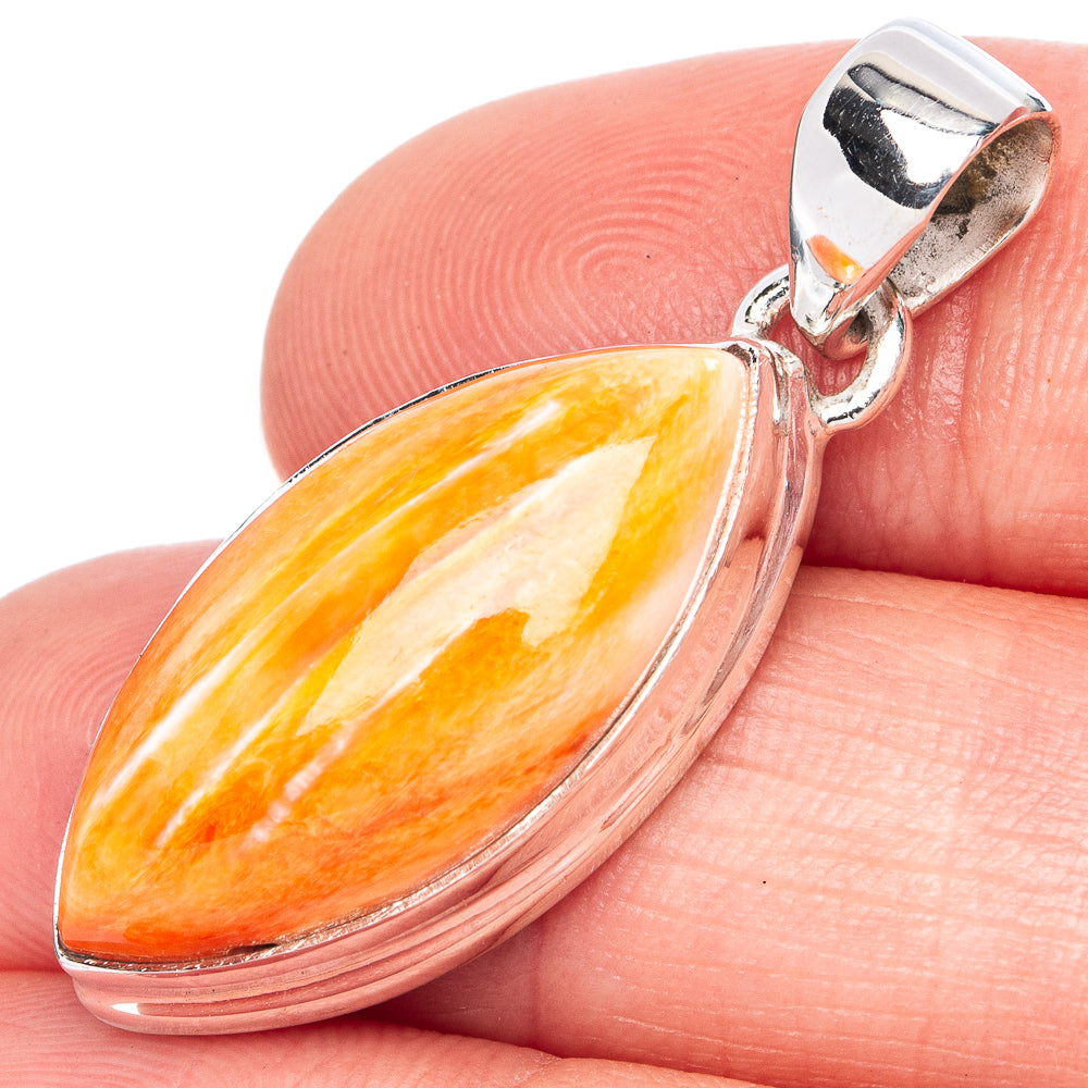 Orange Spiny Oyster Shell Pendant 1 3/8" (925 Sterling Silver) P41340
