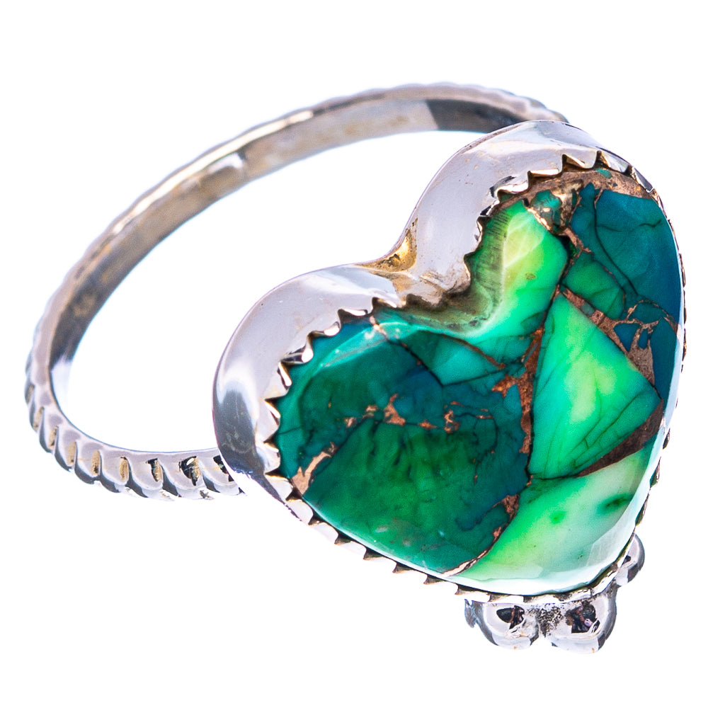 Green Dahlia Mohave Turquoise Heart Ring Size 8 (.925 Sterling Silver)