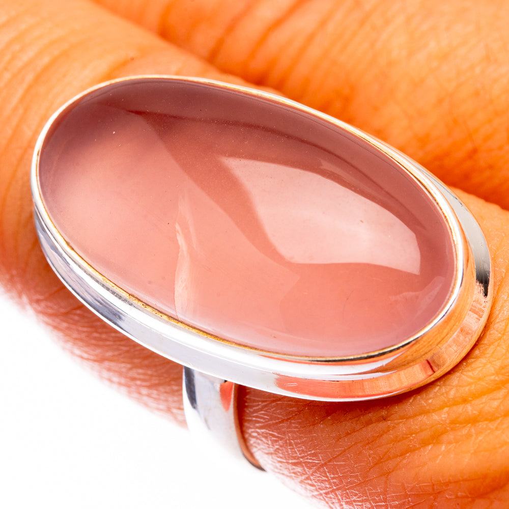 Large Rose Quartz Ring Size 7.75 (925 Sterling Silver) R140825