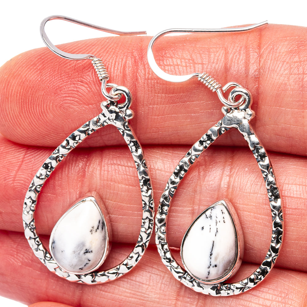 Premium Dendritic Opal Earrings 1 3/4" (.925 Sterling Silver)