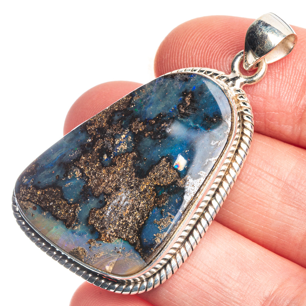 Australia Boulder Opal 925 Sterling Silver Pendant 1 3/4"