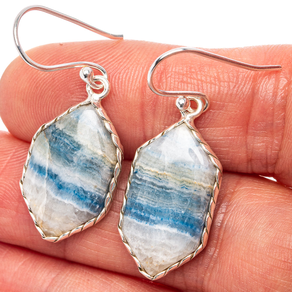 Blue Scheelite Earrings 1 1/2" (.925 Sterling Silver)
