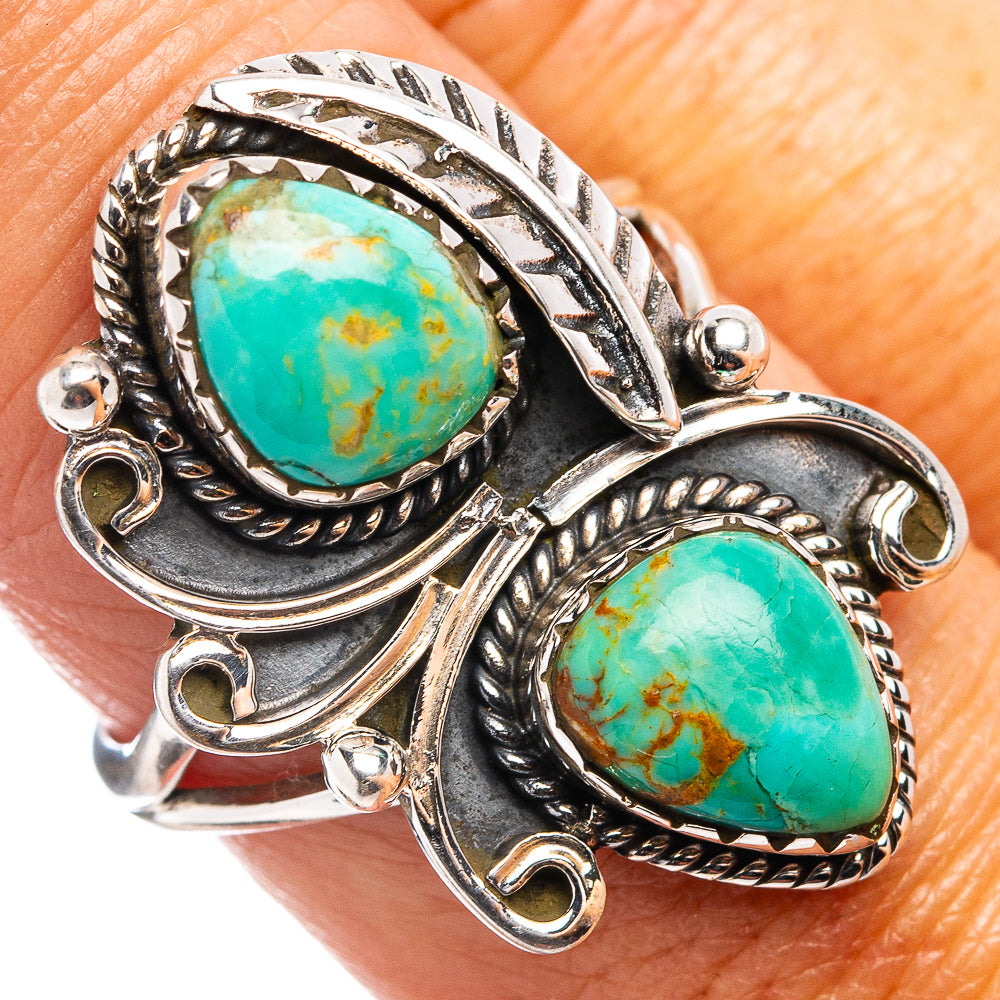 Native Style Mohave Turquoise Ring Size 8 (.925 Sterling Silver)