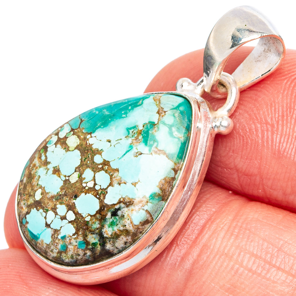 Rare Arizona Spider Web Turquoise Pendant 1 3/8" (925 Sterling Silver) P43309