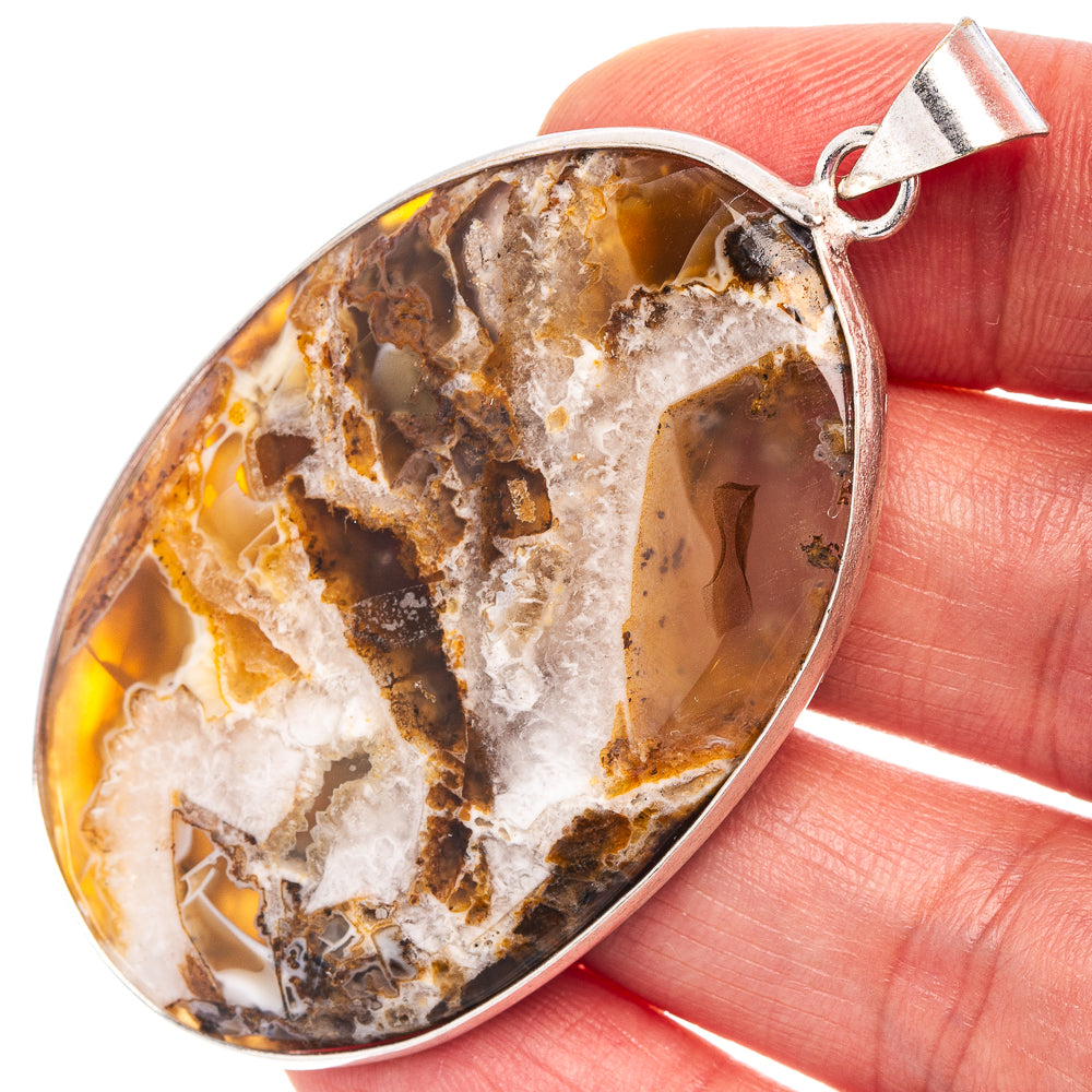 Tube Agate Pendant 2 3/8" (Silver Plated)