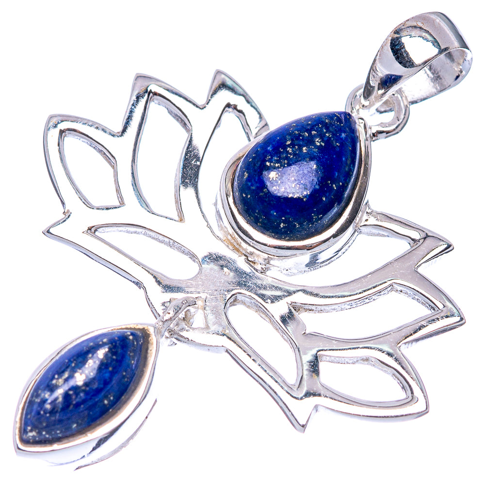 Lapis Lazuli Lotus Dainty Pendant 1 5/8" (925 Sterling Silver) P43565