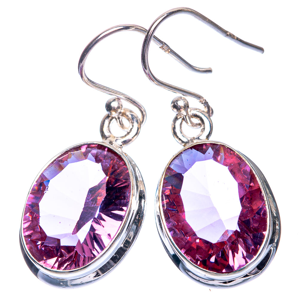 Faceted Color Change Alexandrite (Lab.) Earrings 1 3/8" (925 Sterling Silver) E432482