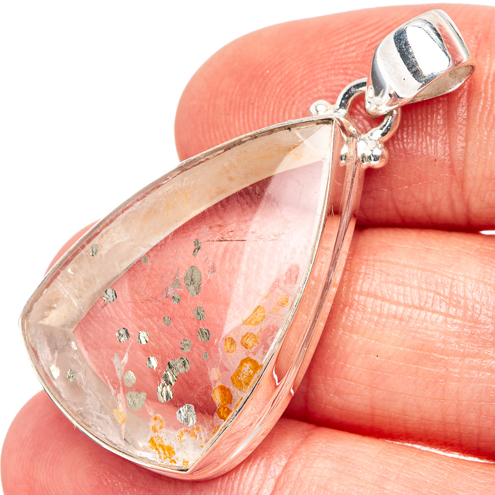 Marcasite In Quartz Pendant 1 1/2" (.925 Sterling Silver)
