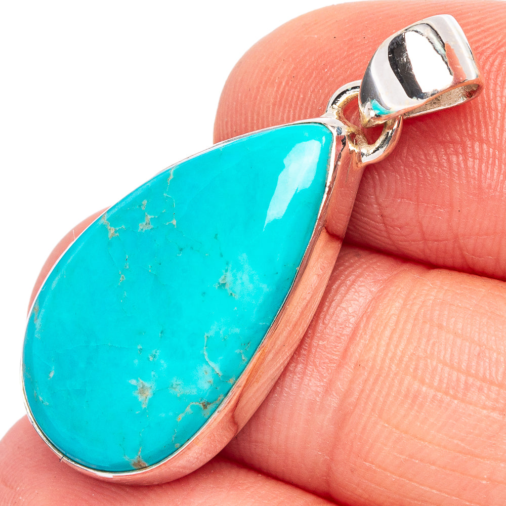 Rare Kingman Turquoise Pendant 1 3/8" (925 Sterling Silver) P44986