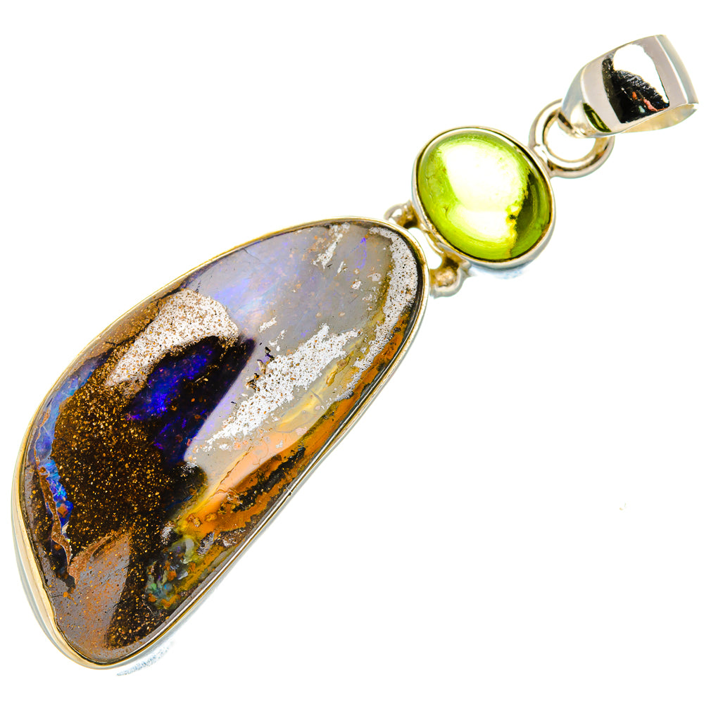 Boulder Opal, Peridot Pendant 2" (925 Sterling Silver) PD37984