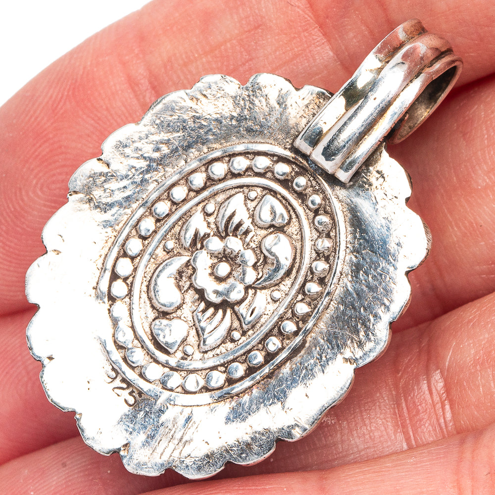 Vintage Native Style Arizona Turquoise 1 5/8" (925 Sterling Silver) P40020