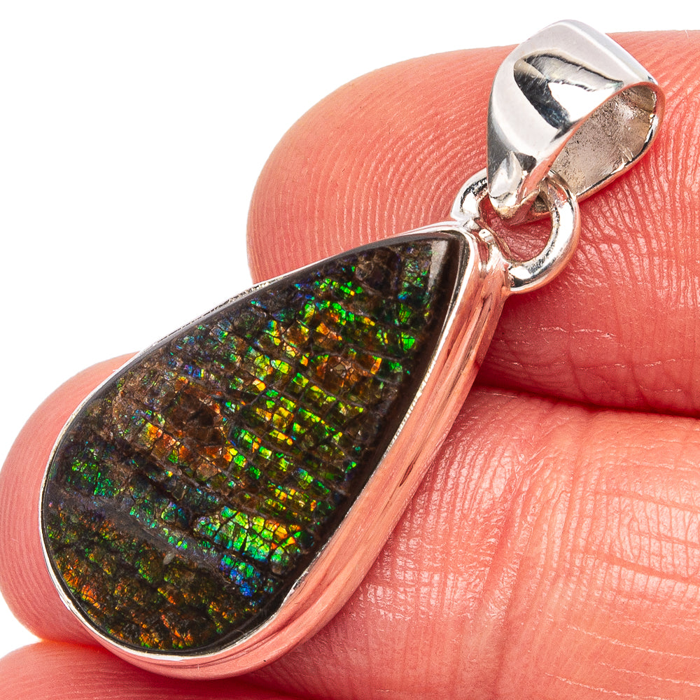 Rare Canadian Ammolite Pendant 1 1/4" (.925 Sterling Silver)