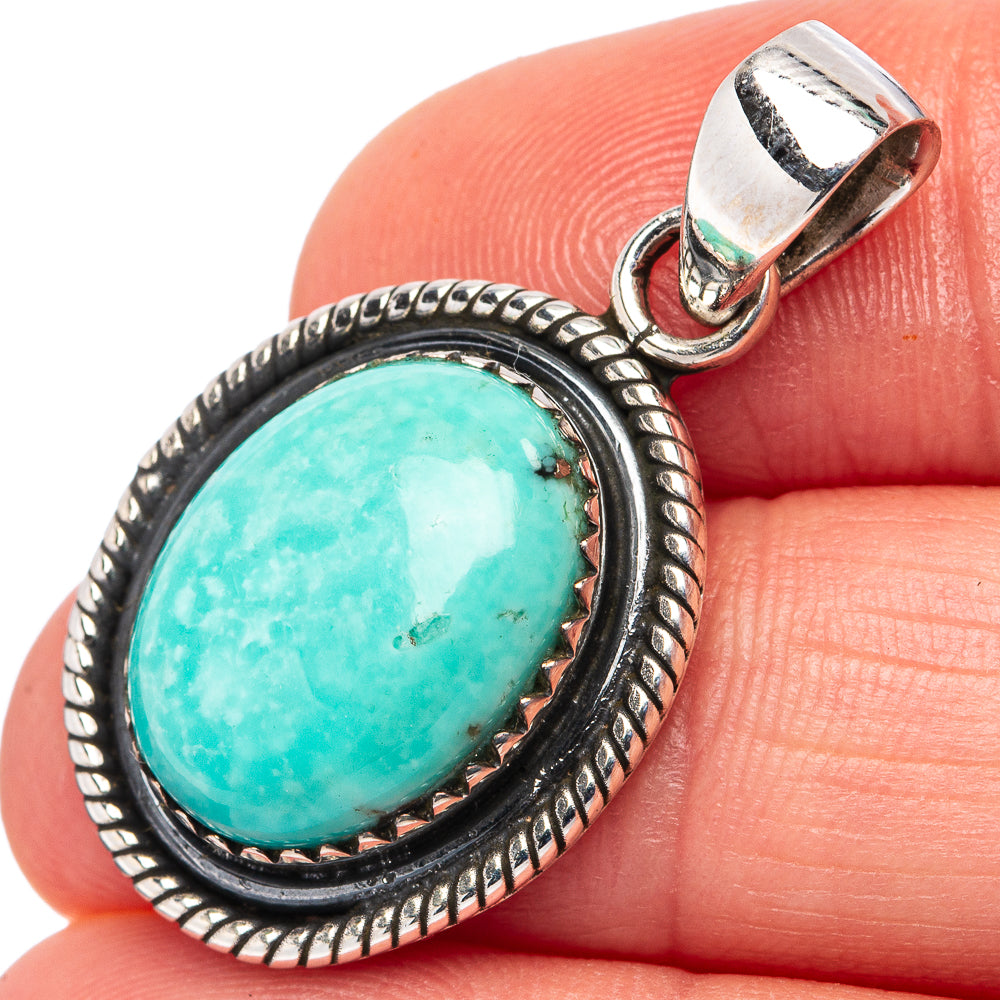 Rare Kingman Turquoise Pendant 1 3/8" (.925 Sterling Silver)