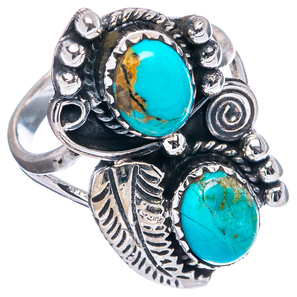 Native Style Mohave Turquoise Ring Size 6.75 (.925 Sterling Silver)