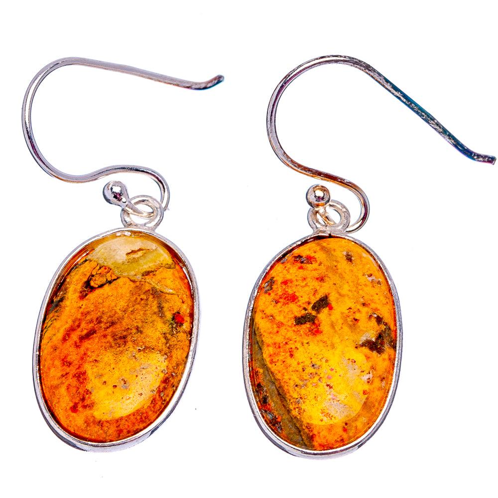 Bumblebee Jasper Earrings 1 3/8" (.925 Sterling Silver)
