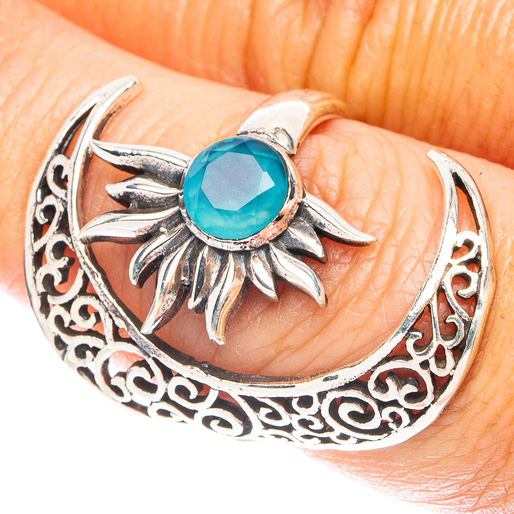 Chalcedony Moon Sun Dainty Ring Size 7 Adjustable (925 Sterling Silver) R5240