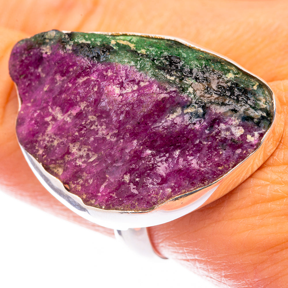 Large Raw Ruby Zoisite Ring Size 9 (925 Sterling Silver) R141639