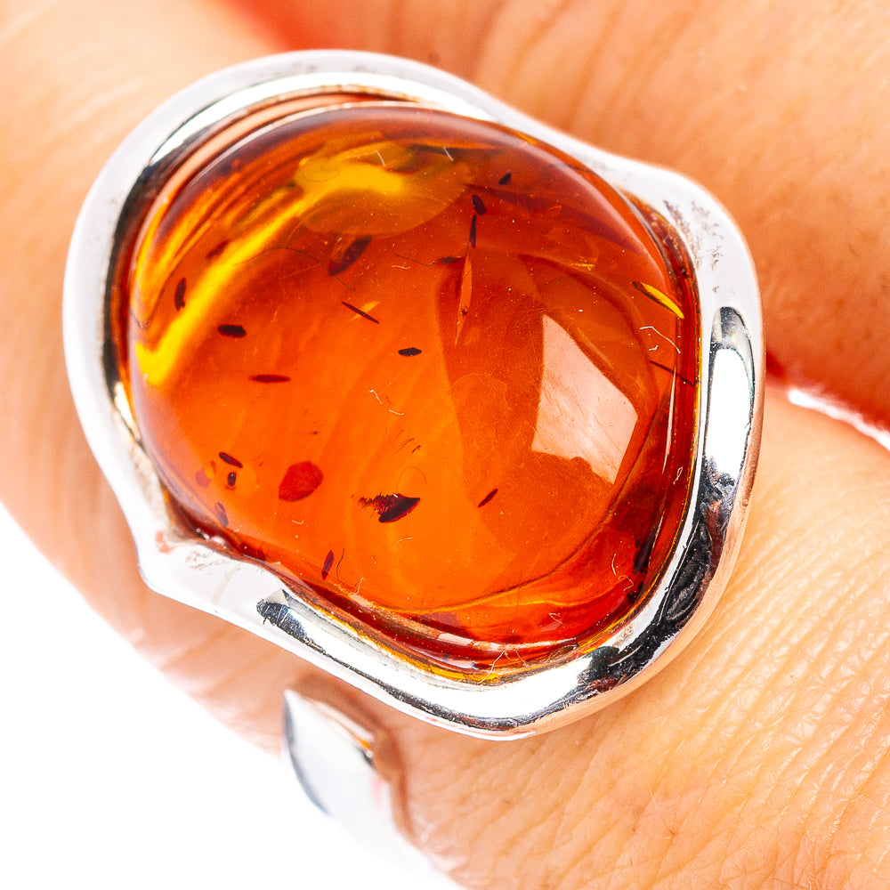 Baltic Amber Ring Size 6 Adjustable (.925 Sterling Silver)