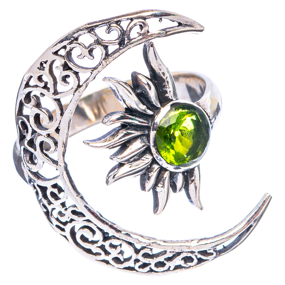 Peridot Moon Sun Dainty Ring Size 7 Adjustable (925 Sterling Silver) R5246