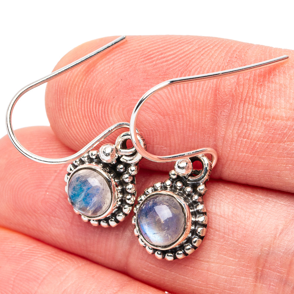 Rainbow Moonstone Earrings 1 1/8" (925 Sterling Silver) E3094