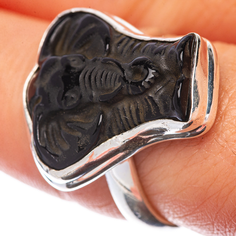 Black Onyx Elephant Ring Size 8.25 (925 Sterling Silver) R145153